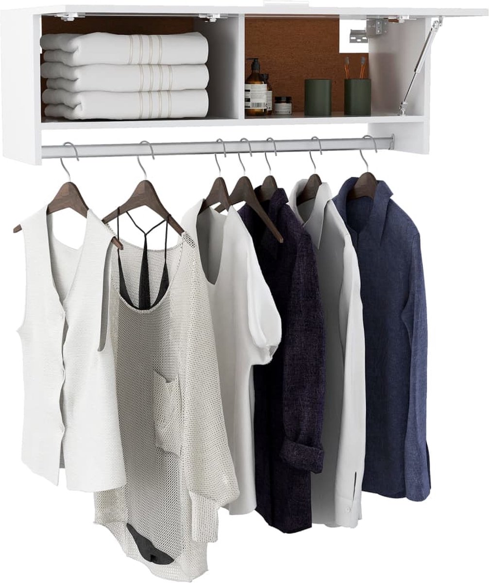 Vidaxl Kledingkast 100x32,5x35 Cm Spaanplaat - Wit