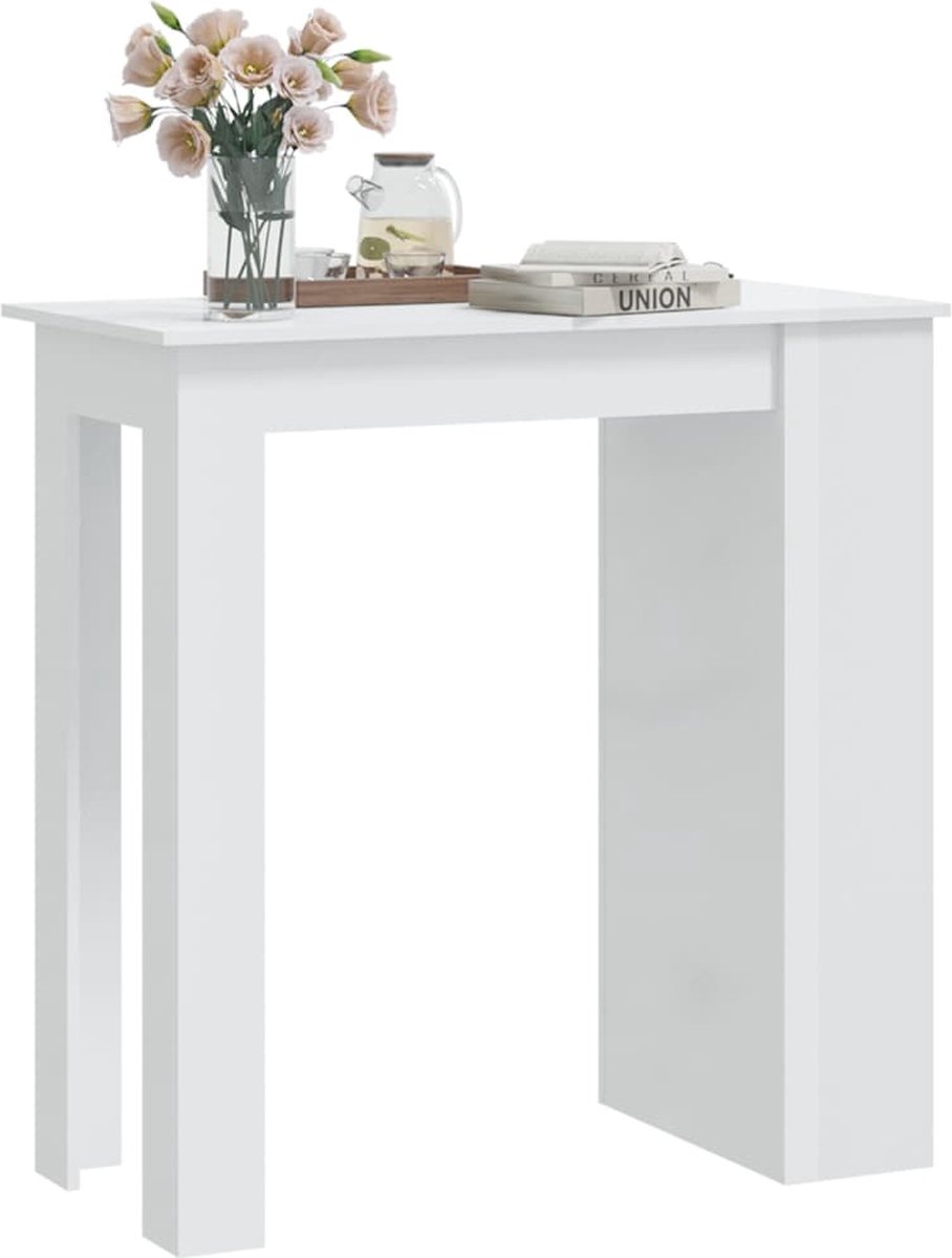 Vidaxl Bartafel Met Opbergrek 102x50x103,5 Cm Hoogglans - Wit