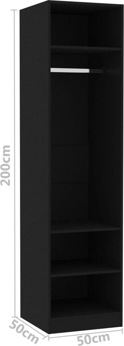Vidaxl Kledingkast 50x50x200 Cm Spaanplaat - Zwart