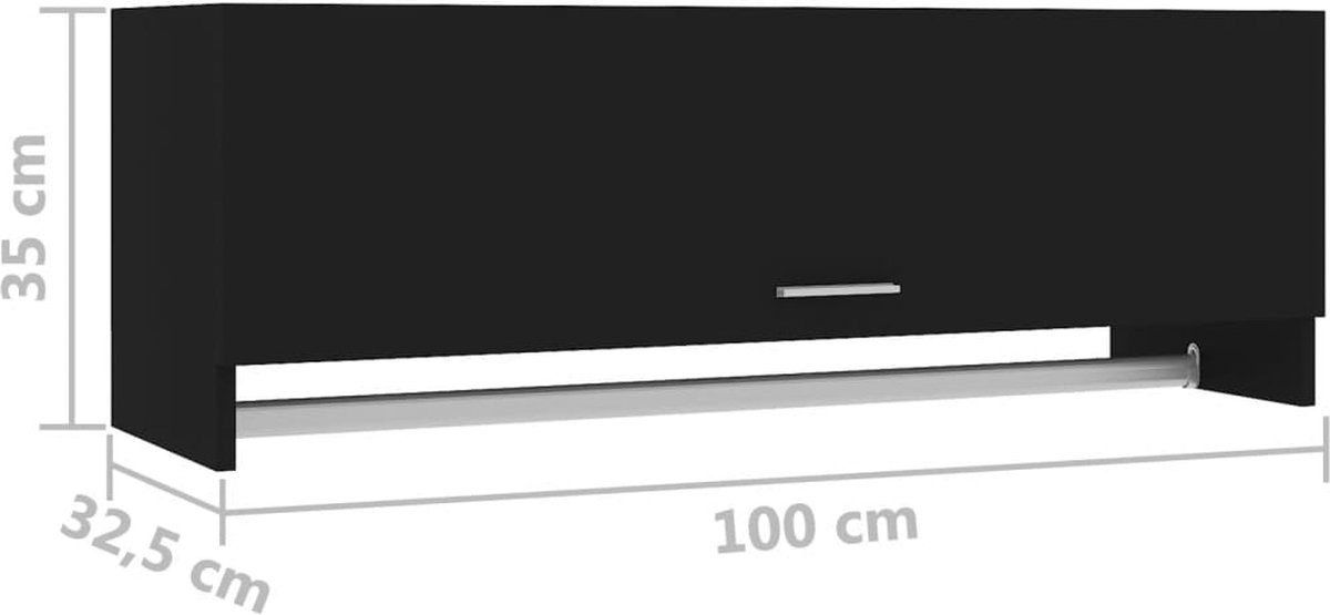 Vidaxl Kledingkast 100x32,5x35 Cm Spaanplaat - Zwart