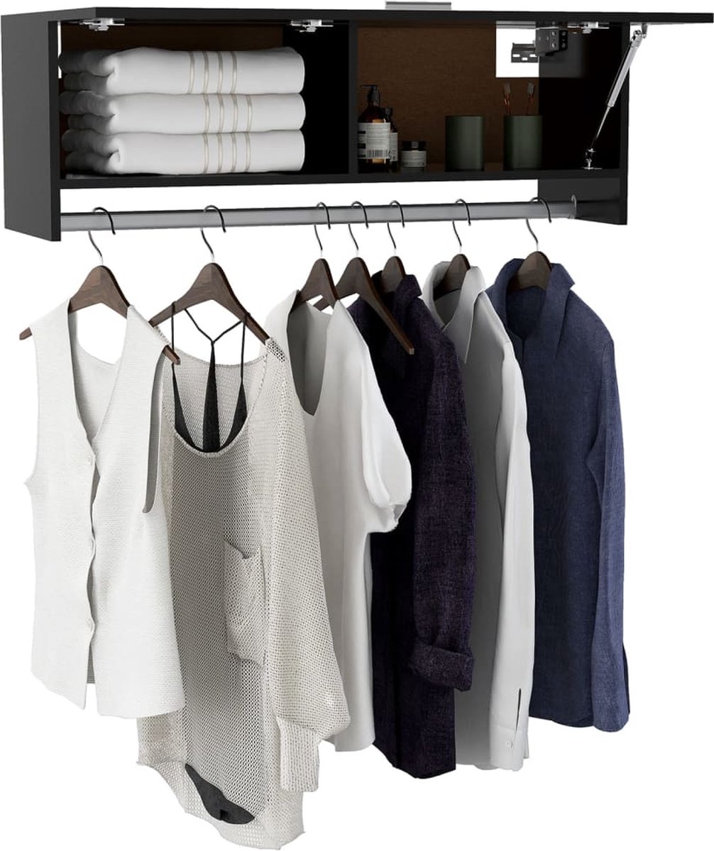 Vidaxl Kledingkast 100x32,5x35 Cm Spaanplaat - Zwart