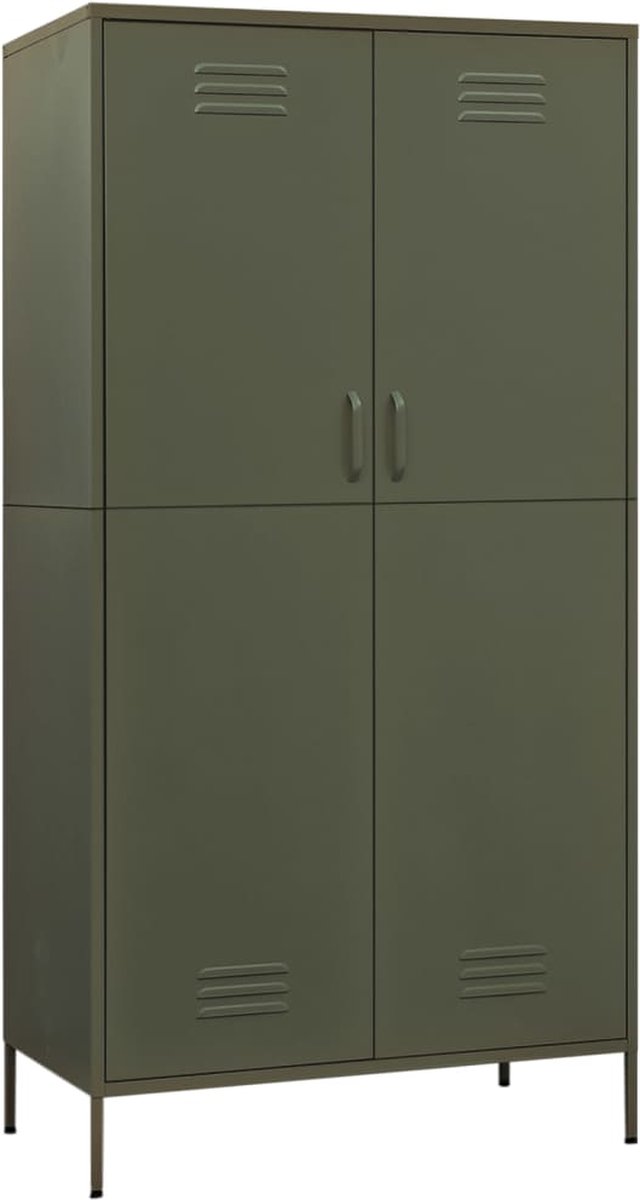 Vidaxl Kledingkast 90x50x180 Cm Staal Olijf - Verde