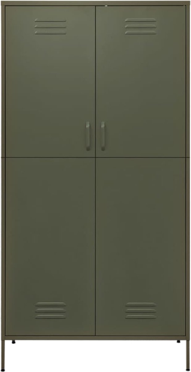 Vidaxl Kledingkast 90x50x180 Cm Staal Olijf - Groen