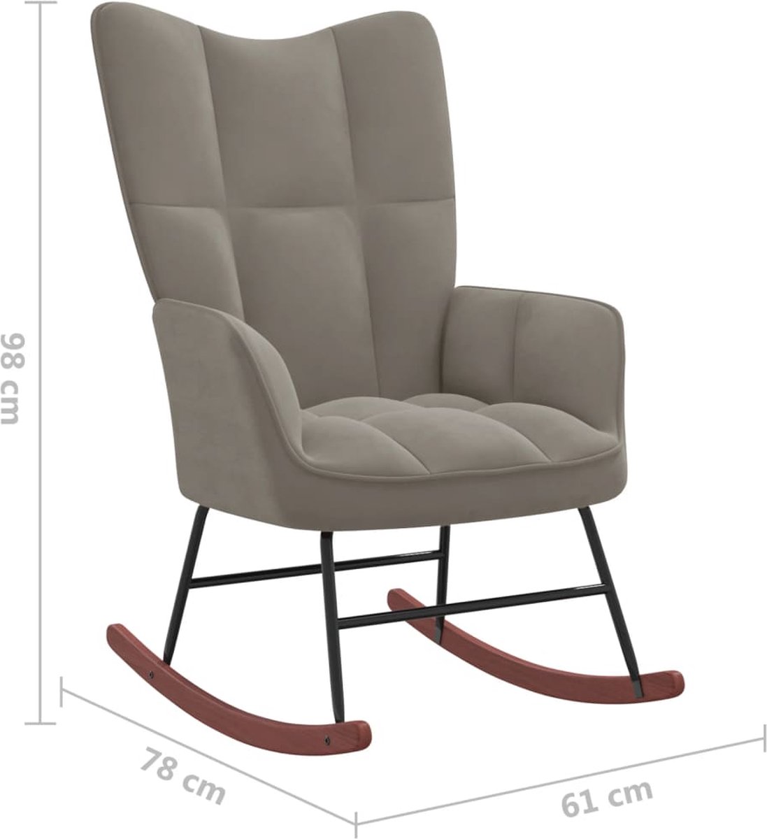 Vidaxl Schommelstoel Met Voetenbank Fluweel Licht - Grijs