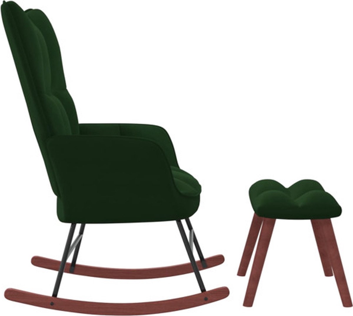 Vidaxl Schommelstoel Met Voetenbank Fluweel Donker - Groen