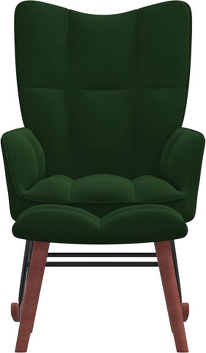 Vidaxl Schommelstoel Met Voetenbank Fluweel Donker - Groen