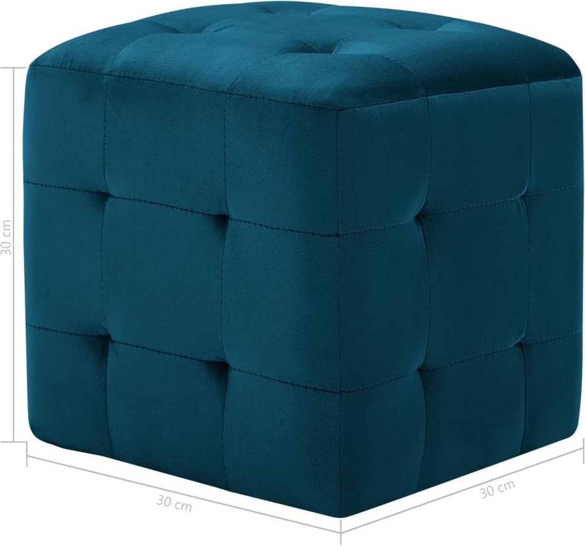 Vidaxl Poef 2 St 30x30x30 Cm Fluweel - Blauw
