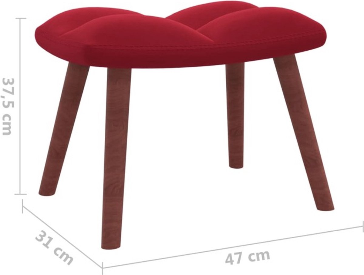 Vidaxl Schommelstoel Met Voetenbank Fluweel Wijn - Rood