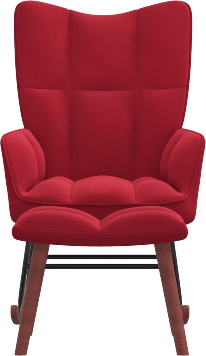 Vidaxl Schommelstoel Met Voetenbank Fluweel Wijn - Rood