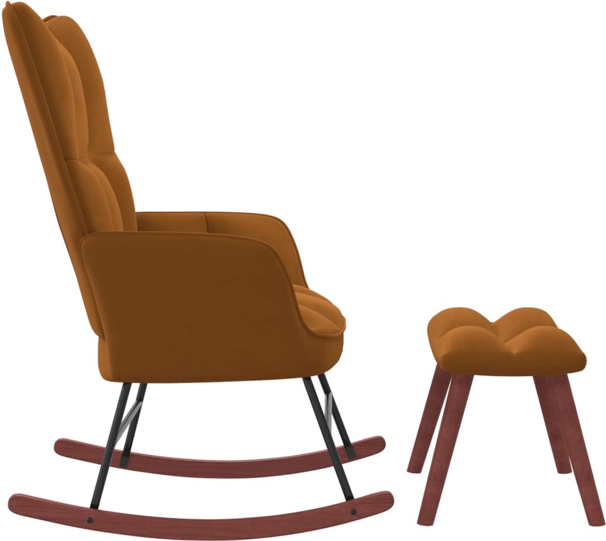 Vidaxl Schommelstoel Met Voetenbank Fluweel - Bruin