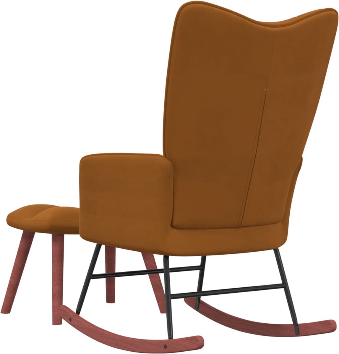 Vidaxl Schommelstoel Met Voetenbank Fluweel - Bruin