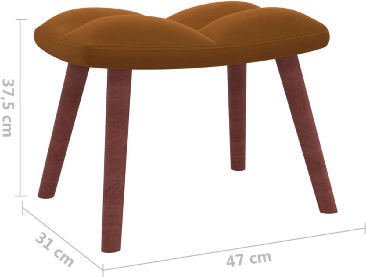 Vidaxl Schommelstoel Met Voetenbank Fluweel - Bruin