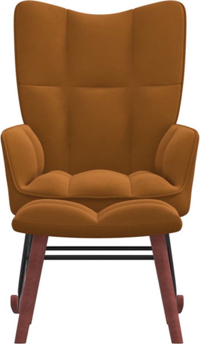 Vidaxl Schommelstoel Met Voetenbank Fluweel - Bruin