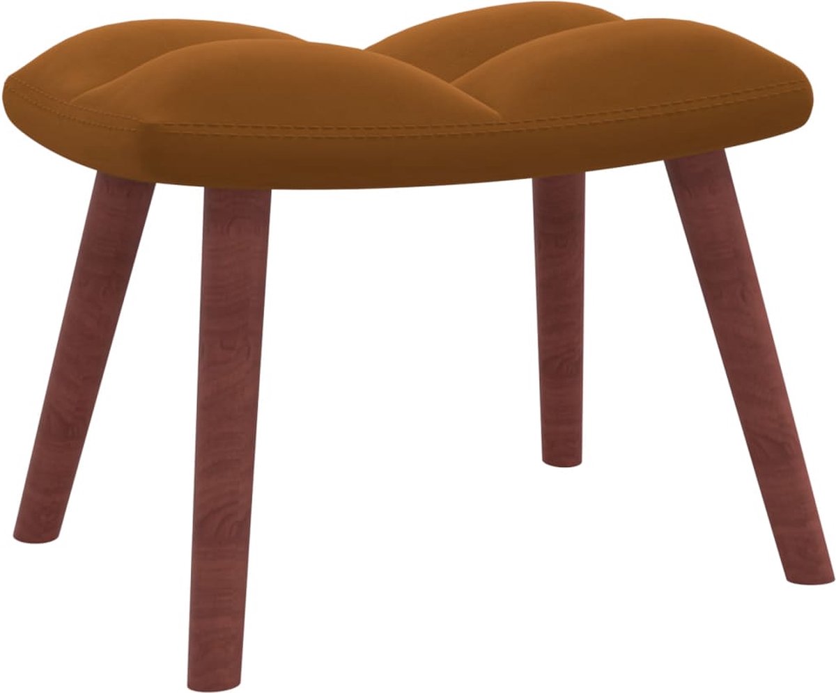 Vidaxl Schommelstoel Met Voetenbank Fluweel - Bruin