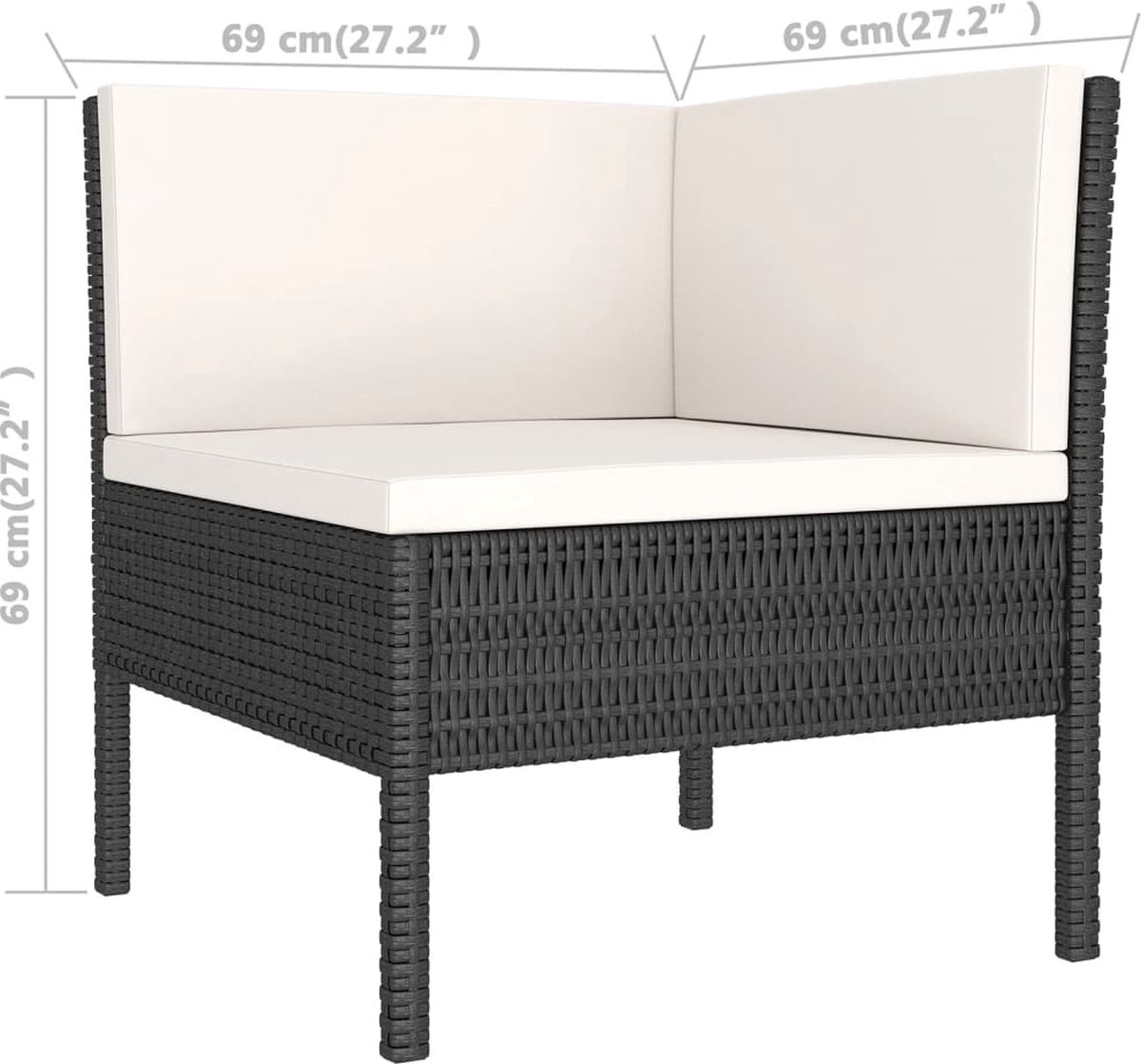 Vidaxl 11-delige Loungeset Met Kussens Poly Rattan - Zwart
