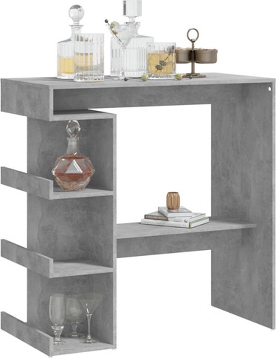 Vidaxl Bartafel Met Opbergrek 100x50x101,5 Cm Spaanplaat Beton - Grijs
