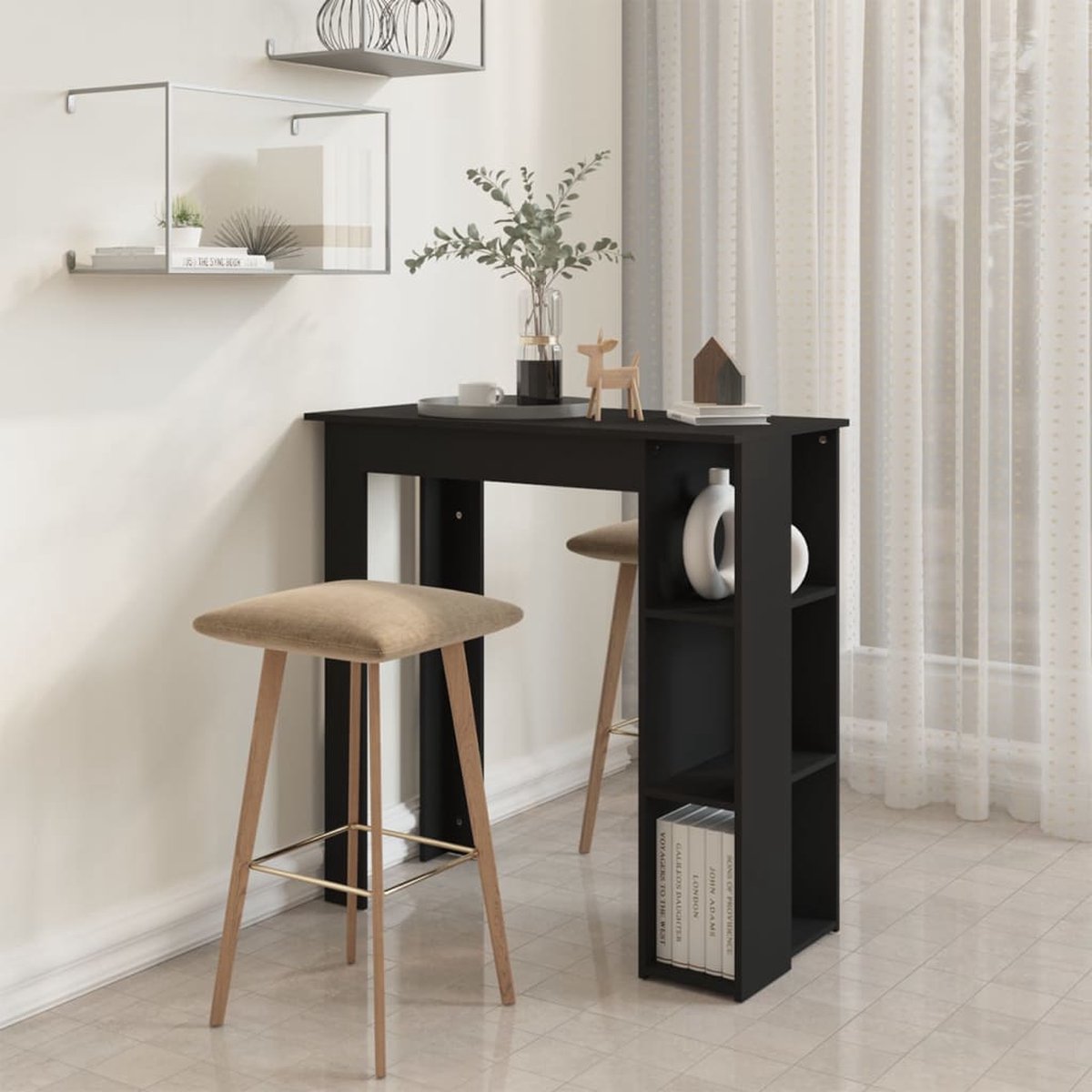 Vidaxl Bartafel Met Schap 102x50x103,5 Cm Spaanplaat - Zwart