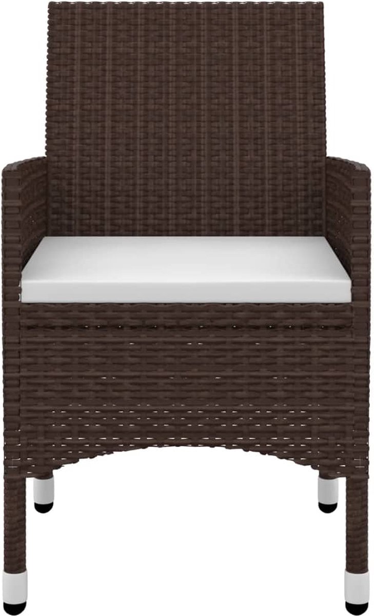 Vidaxl 3-delige Tuinset Met Kussens Poly Rattan En Glas - Bruin