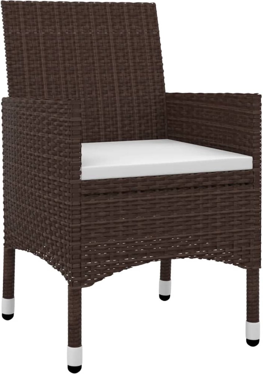 Vidaxl 3-delige Tuinset Met Kussens Poly Rattan En Glas - Bruin