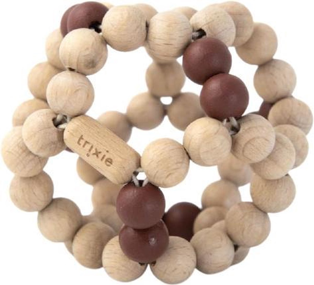 Trixie Rammelaar Kralenbal Junior 8 Cm Hout Naturel/bordeaux