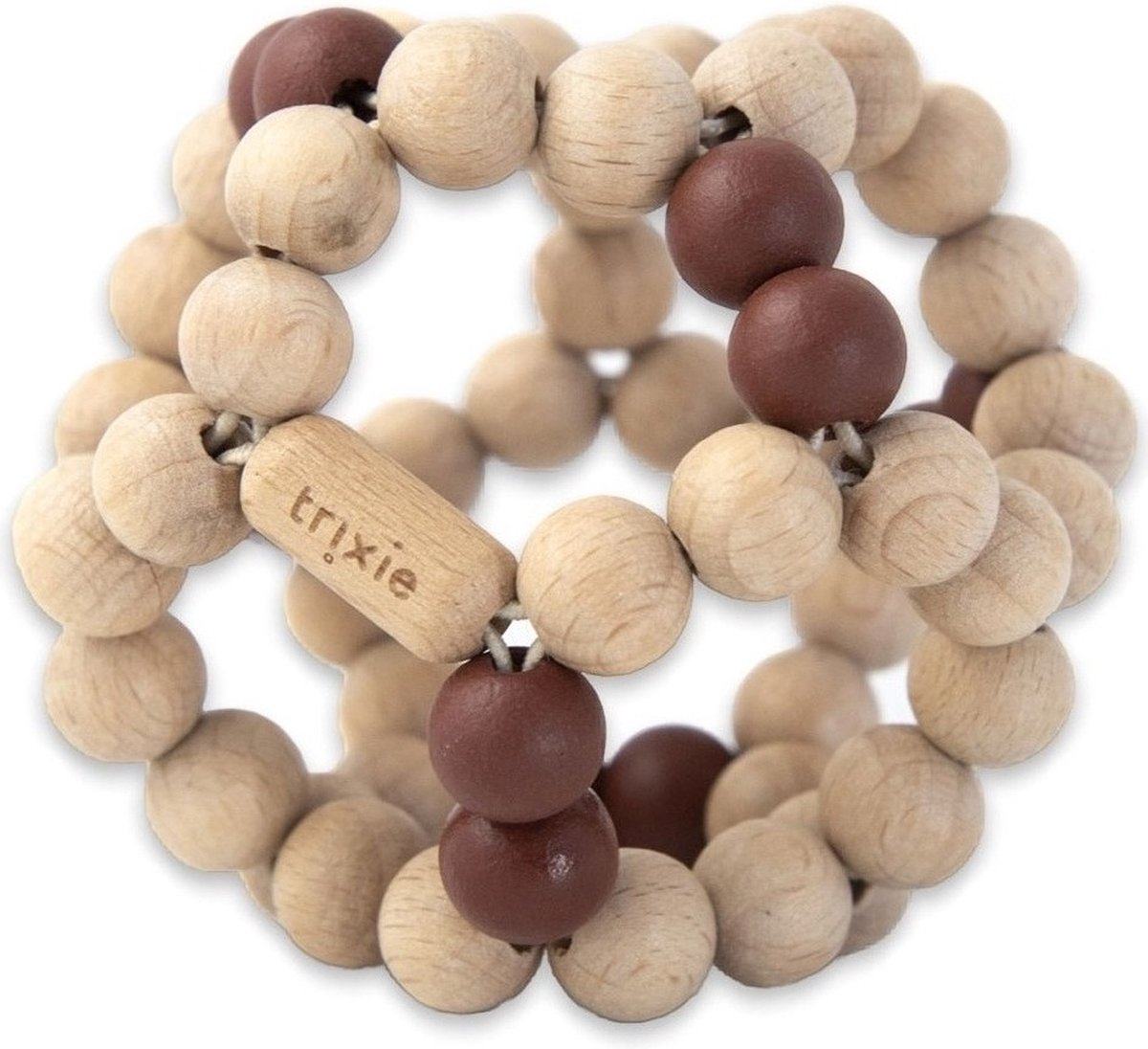Trixie Rammelaar Kralenbal Junior 8 Cm Hout Naturel/bordeaux
