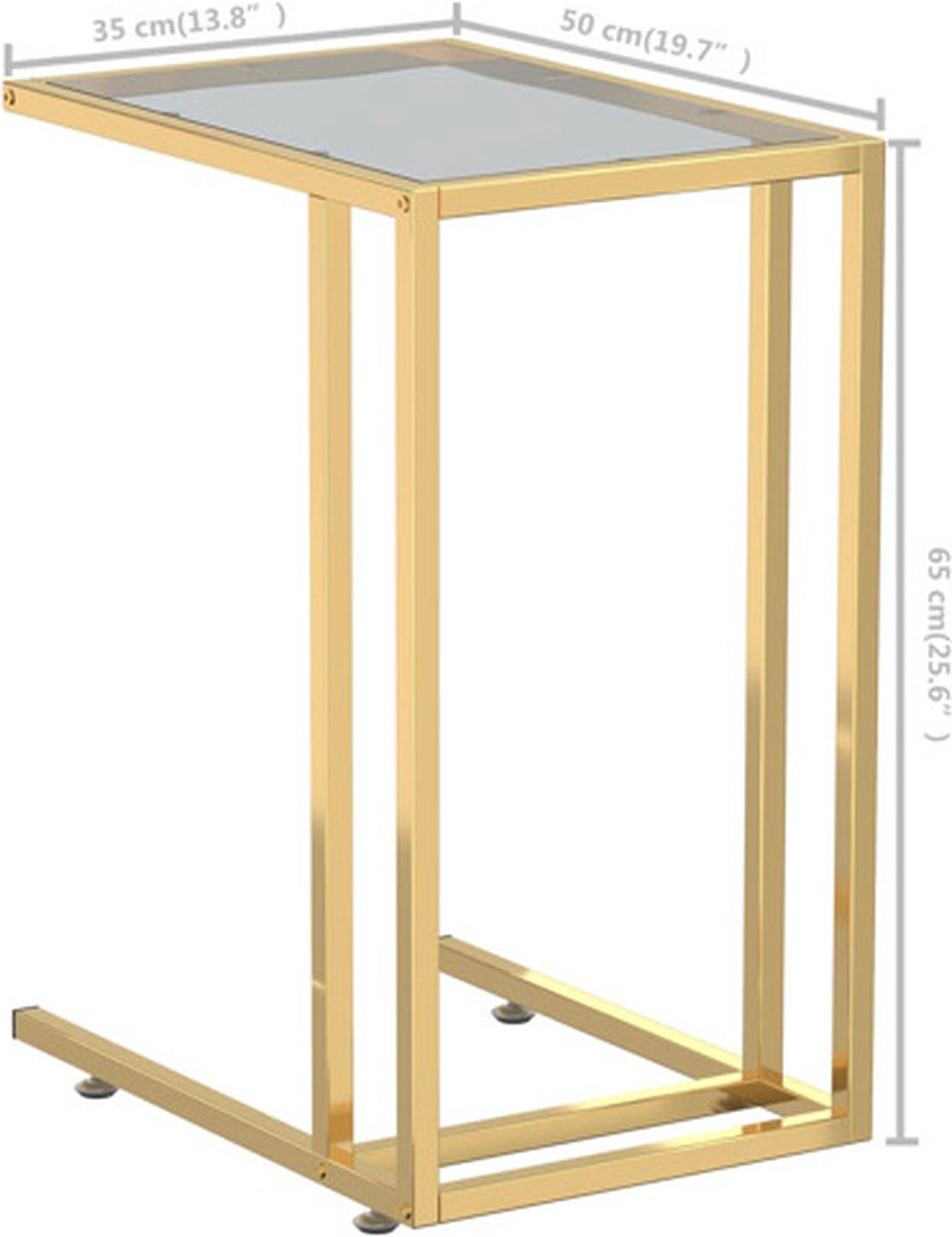 Vidaxl Computer Bijzettafel 50x35x65 Cm Gehard Glas - Zwart