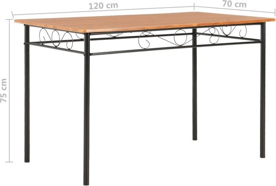 Vidaxl Eettafel 120x70x75 Cm Mdf - Bruin