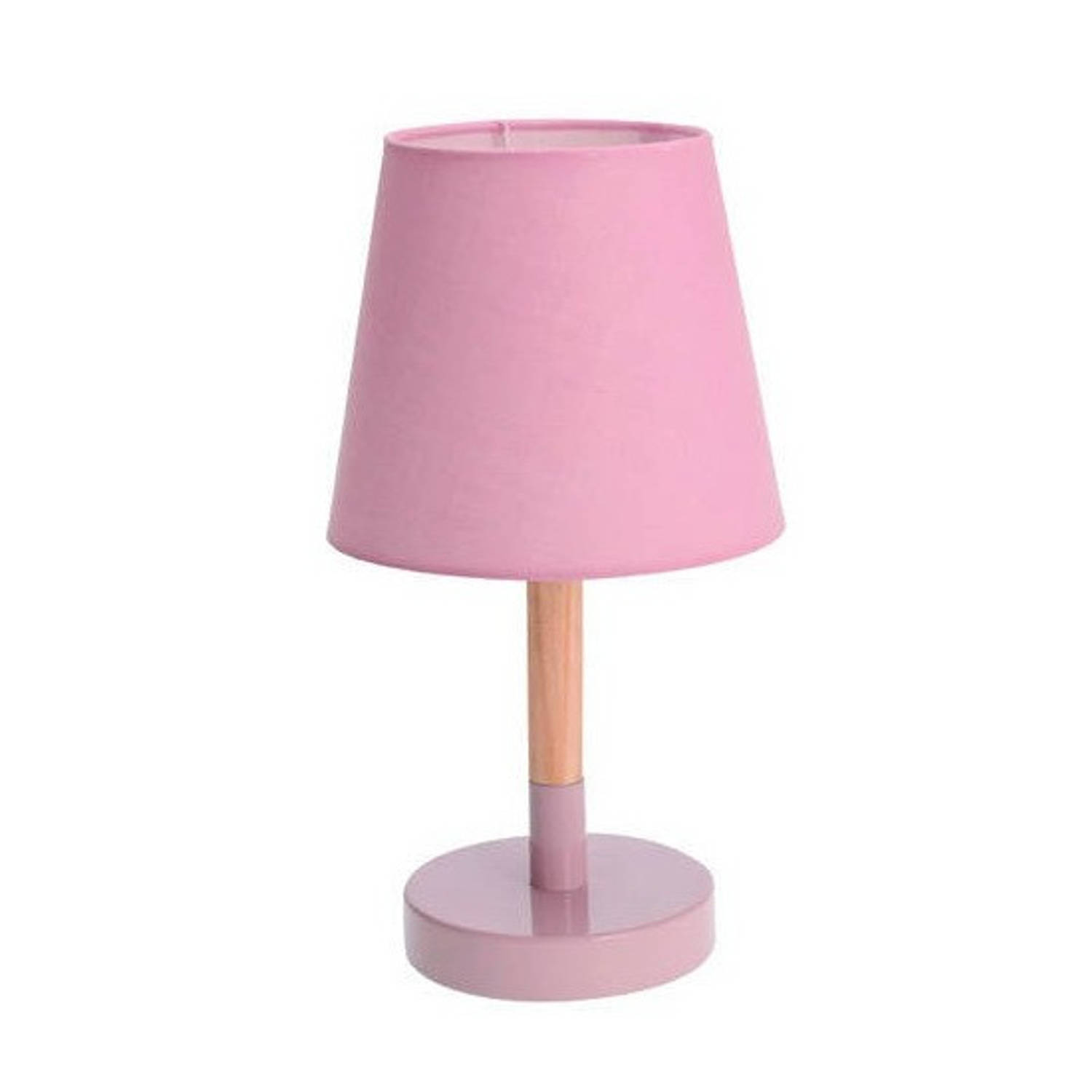 Tafellamp/schemerlamp Hout/metaal 23 Cm - Tafellampen - Roze