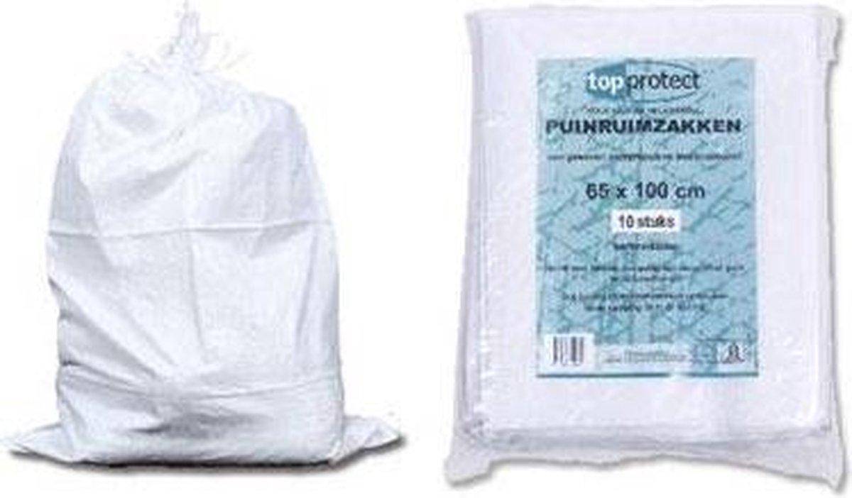 Erro 10x Stuks Puinzakken/afvalzakken/vuilniszakken Met Koord 65 Liter - Vuilniszakken