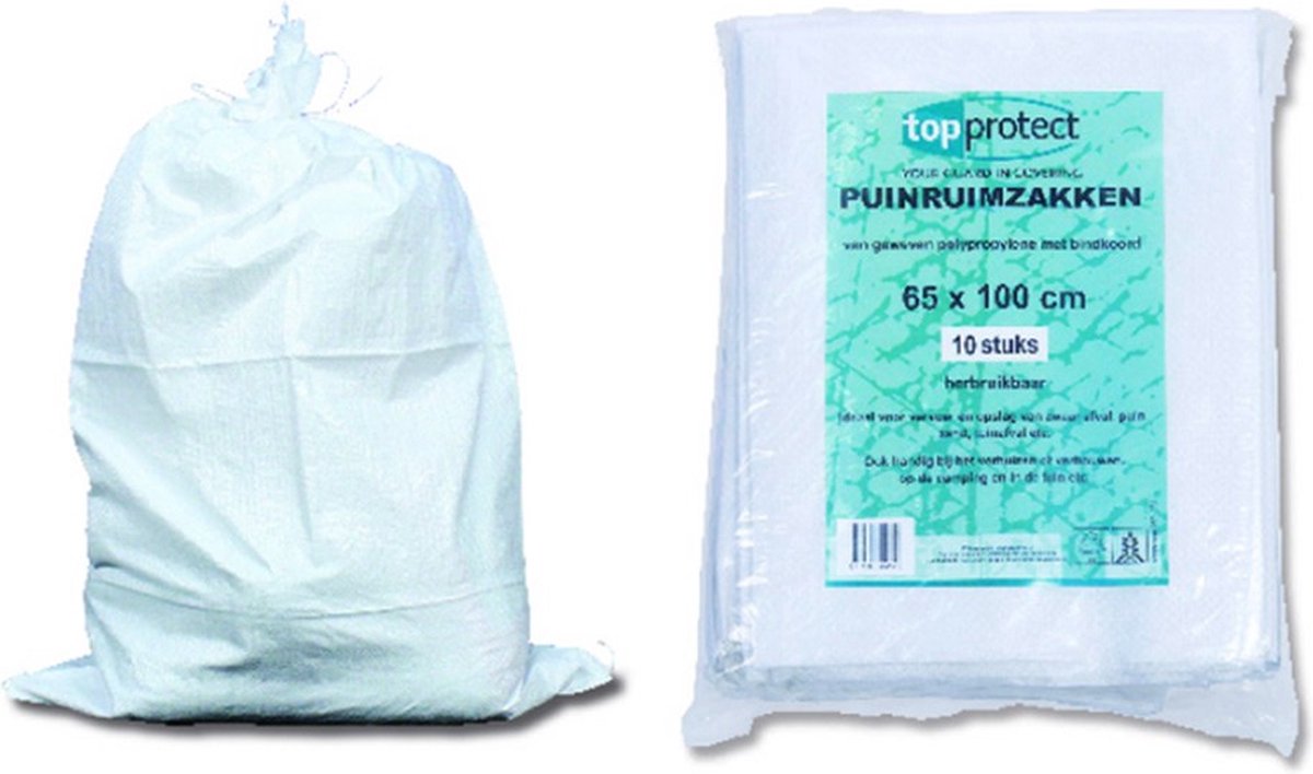 Erro 10x Stuks Puinzakken/afvalzakken/vuilniszakken Met Koord 65 Liter - Vuilniszakken