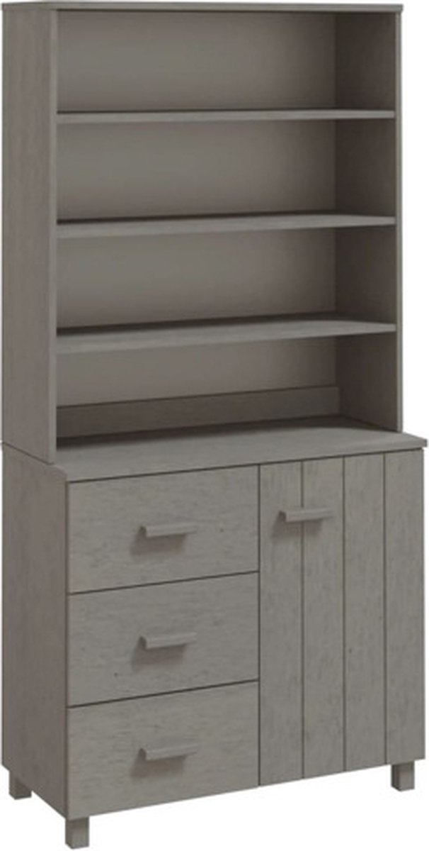 Vidaxl Hoge Kast Massief Grenenhout Licht - Gris