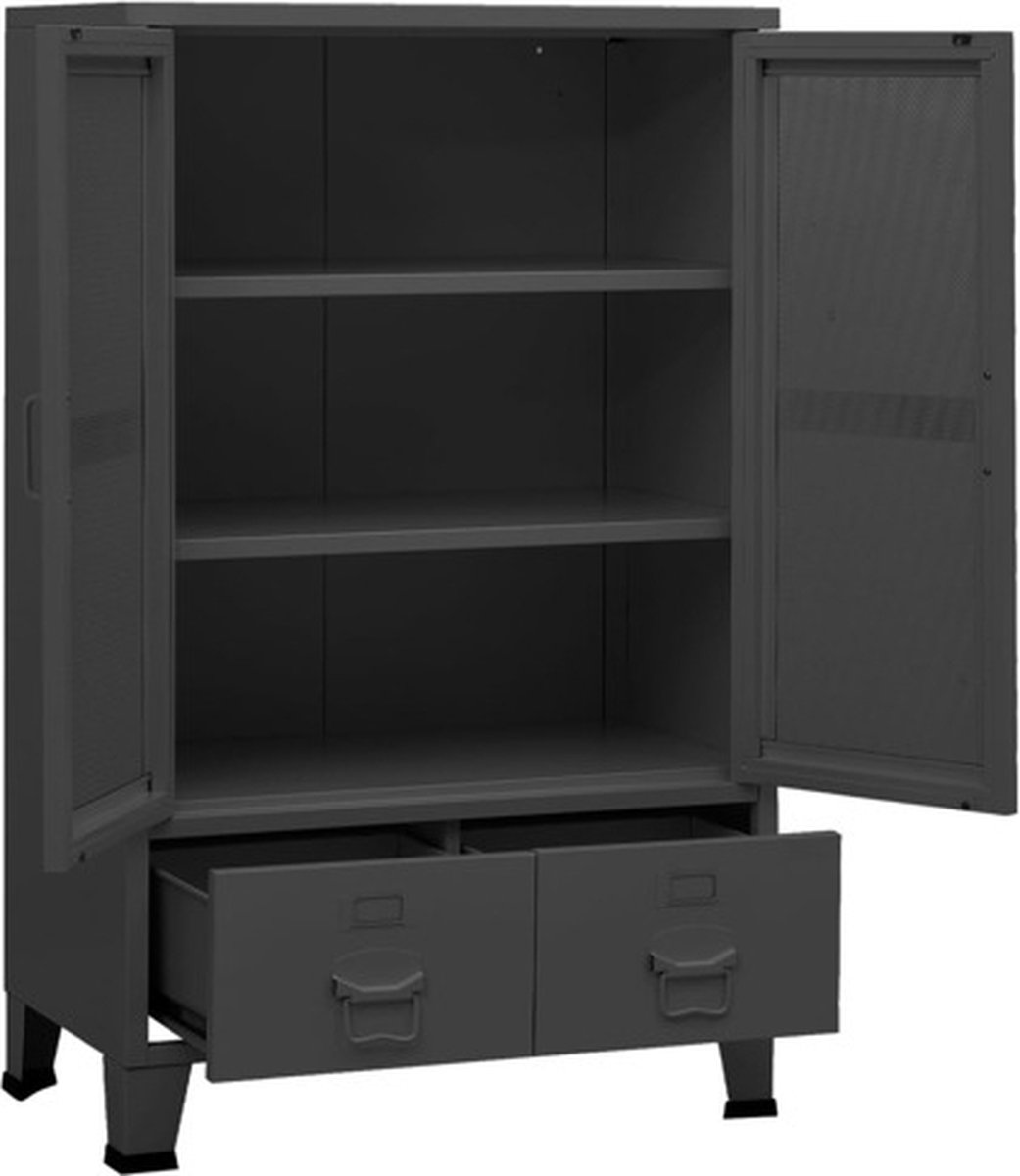 Vidaxl Opbergkast Industrieel 70x40x115 Cm Metaal Antracietkleurig