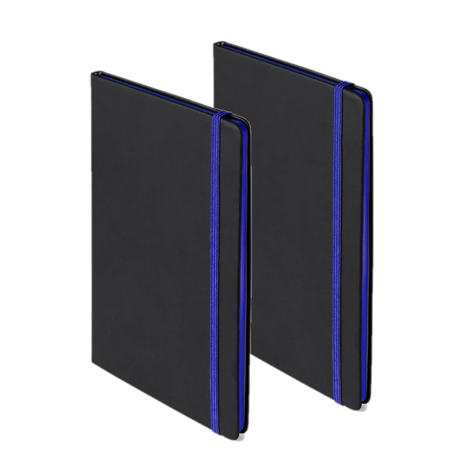 Set Van 2x Stuks Notitieboekje Met Elastiek A5 Formaat - Notitieboek - Blauw