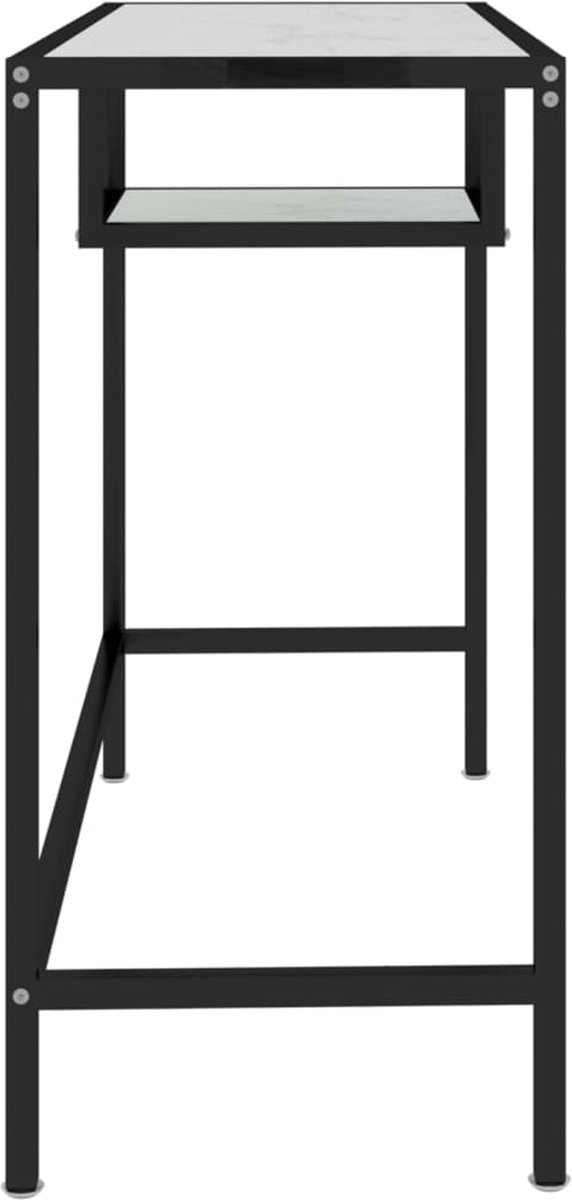 Vidaxl Computerbureau 100x36x74 Cm Gehard Glasmarmerkleurig - Wit