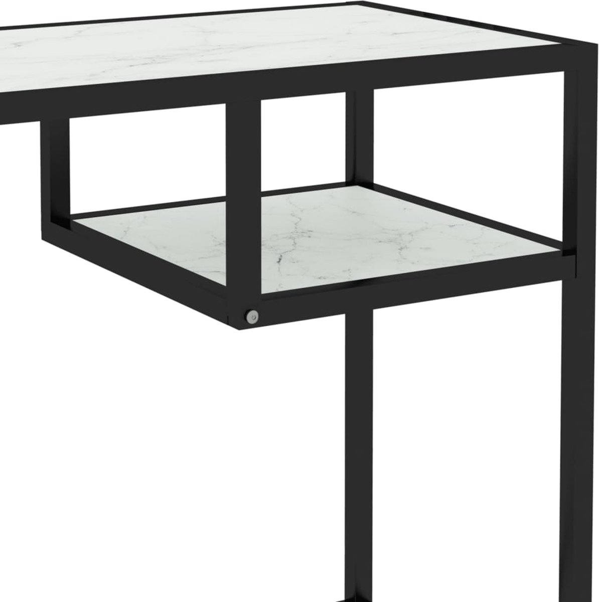 Vidaxl Computerbureau 100x36x74 Cm Gehard Glasmarmerkleurig - Wit