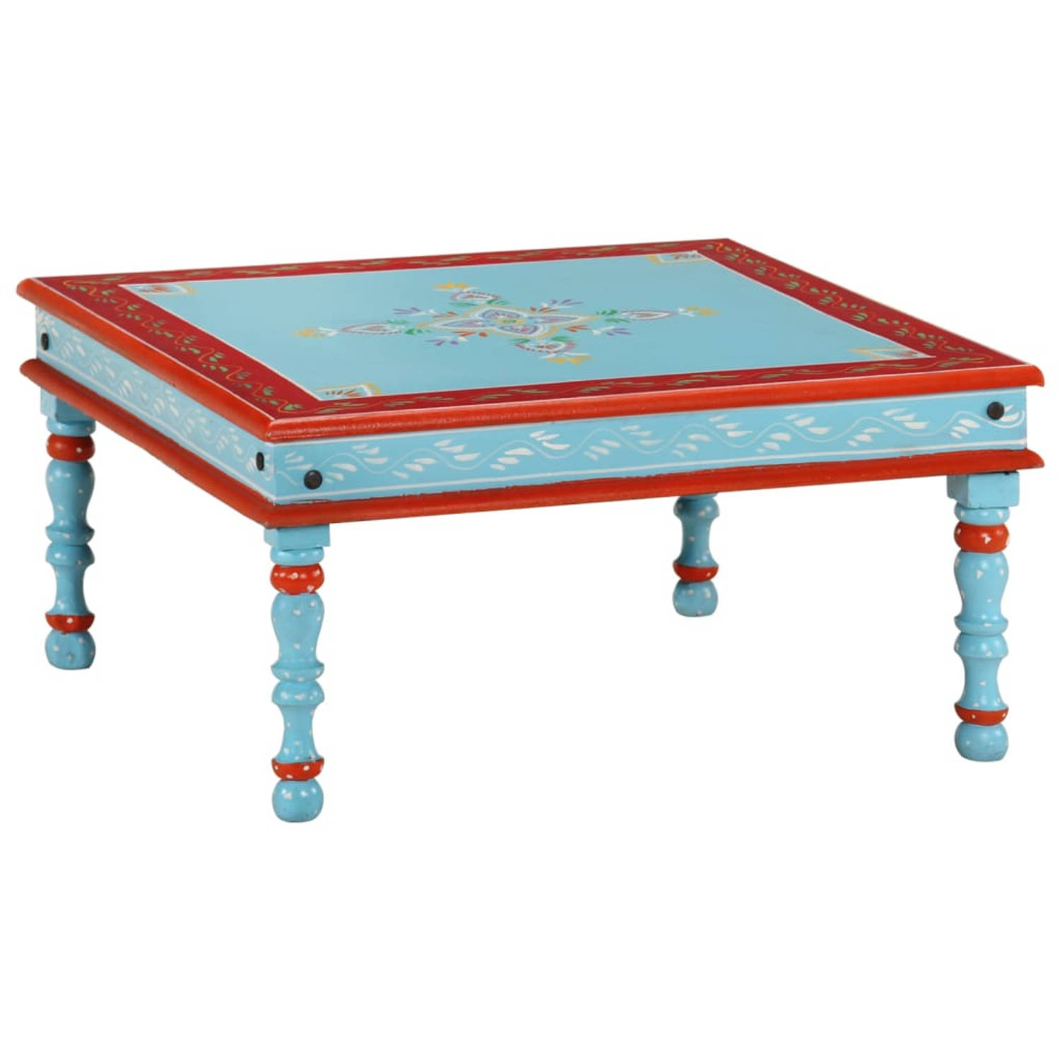 Vidaxl Salontafel Handgeschilderd Massief Mangohout - Blauw