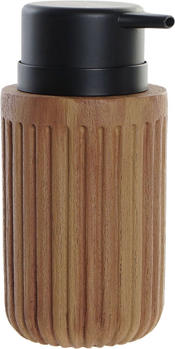 Zeeppompje/zeepdispenser Hout Look Chocolade Kunststof 350 Ml - Zeeppompjes - Bruin