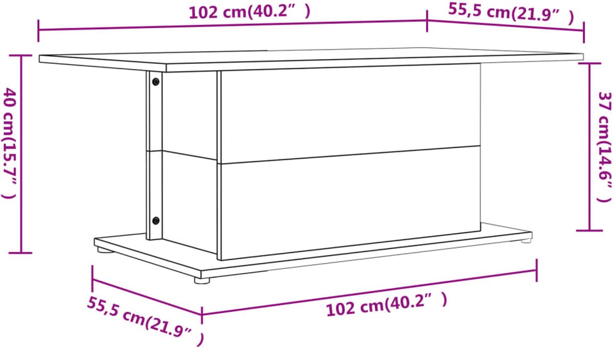 Vidaxl Salontafel 102x55,5x40 Cm Spaanplaateikenkleurig - Marrón