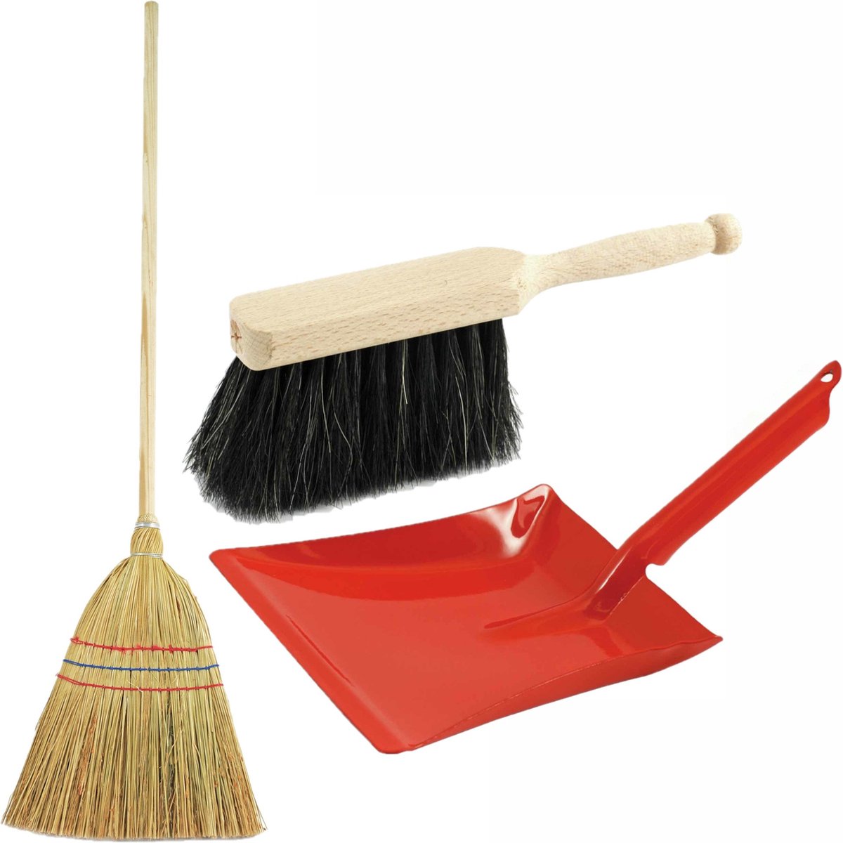 Kinder Schoonmaak Set 3-delig - Bezem - Rood