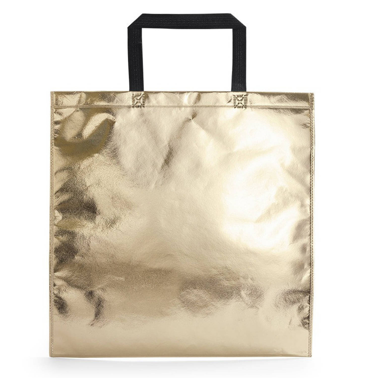 Bellatio Design Draagtas/schoudertas In Opvallende Metallicen Kleur 45 X 44 X Cm - Schoudertas - Goud