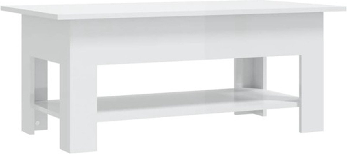 Vidaxl Salontafel 102x55x42 Cm Spaanplaat Hoogglans - Blanco