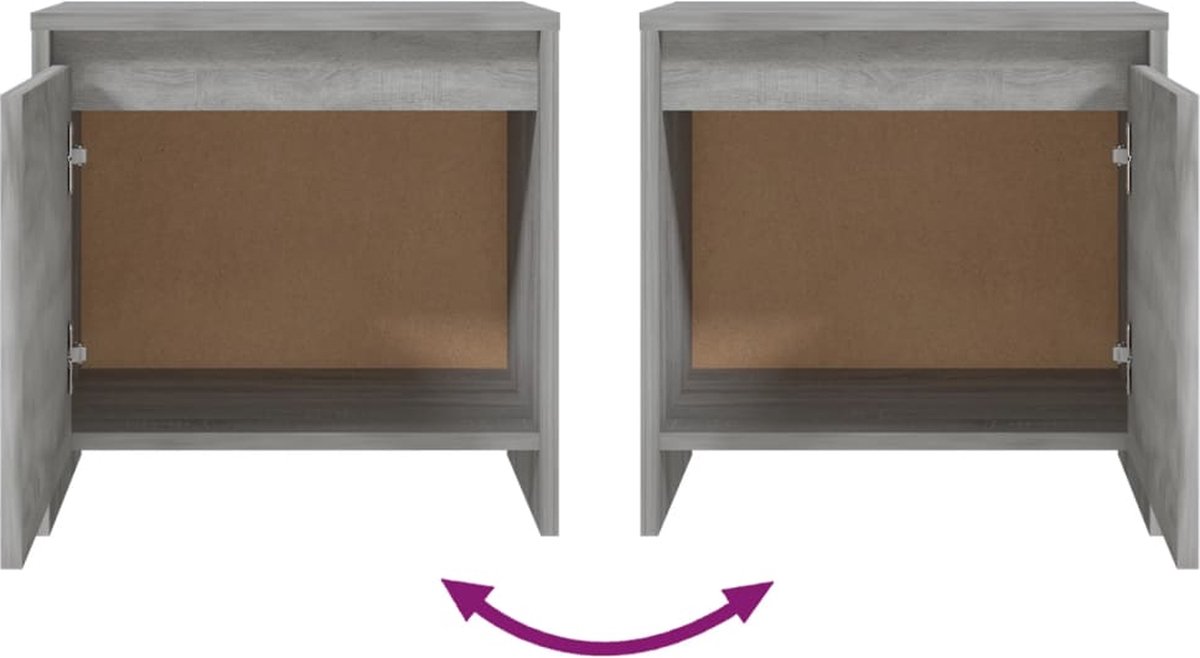 Vidaxl Nachtkastje 45x34x44,5 Cm Spaanplaat Sonoma Eikenkleurig - Grijs