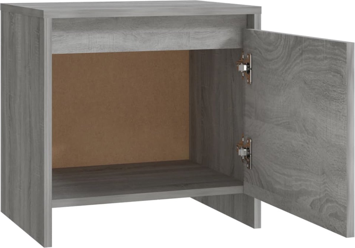 Vidaxl Nachtkastje 45x34x44,5 Cm Spaanplaat Sonoma Eikenkleurig - Grijs