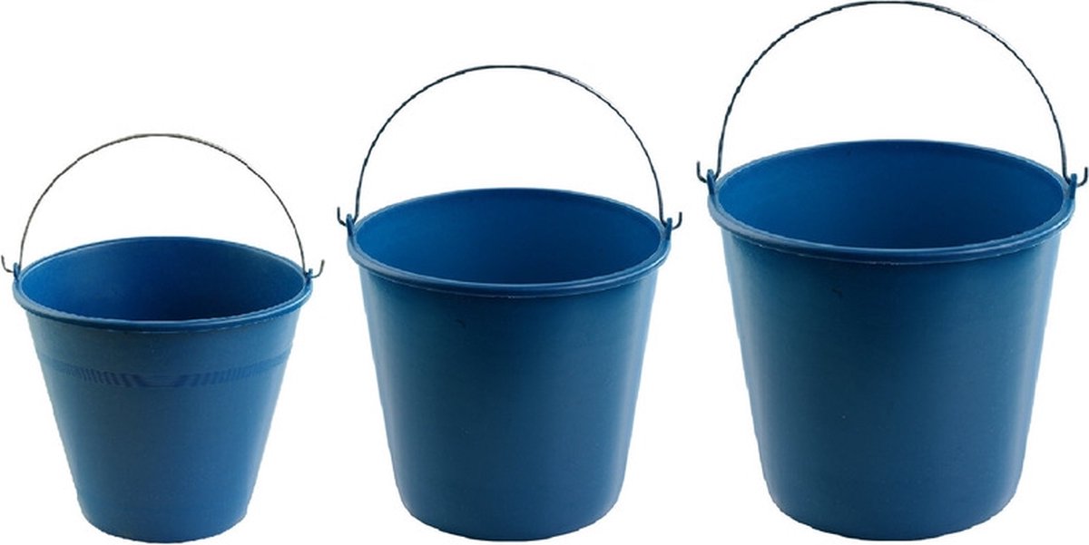 Hega Hogar 3xe Schoonmaakemmers/huishoudemmers 8, 12 En 16 Liter - Emmers - Blauw