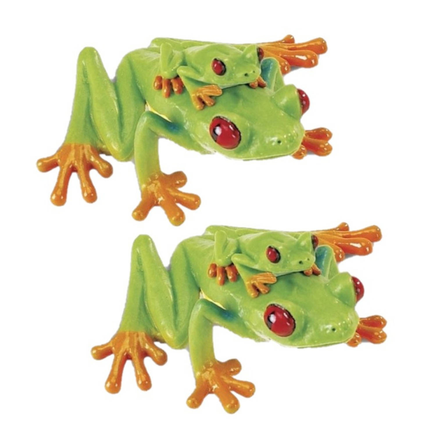 2x Stuks Plastic Speelgoed Dieren Figuuroog Boomkikker 7 Cm - Speelfiguren - Rood