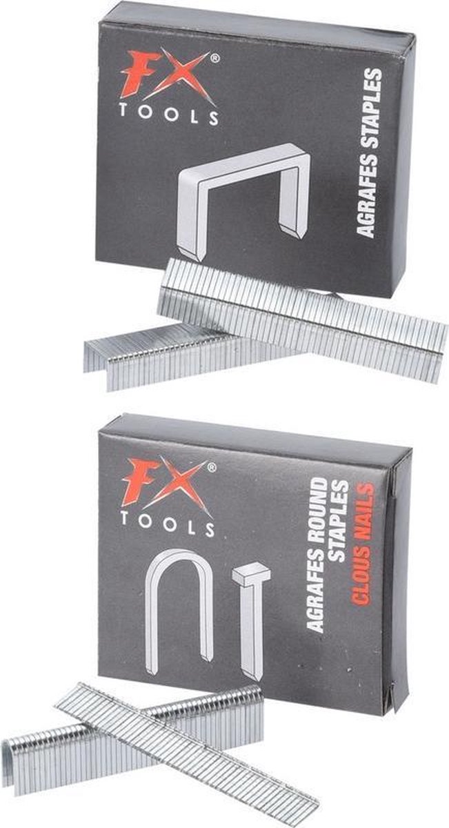 FX Tools Mechanische Nagel Nietpistool/ Tacker Inclusief Nietjes 20 Cm - Nietmachine - Zwart