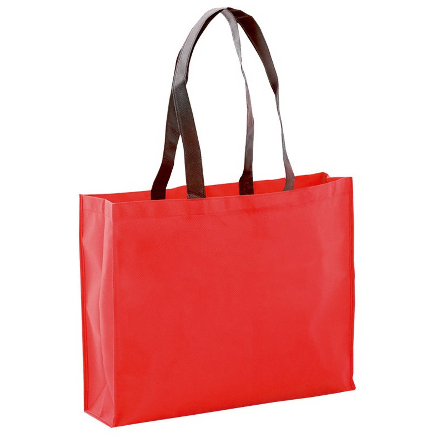 Bellatio Design Draagtas/schoudertas/boodschappentas In De Kleur 40 X 32 X 11 Cm - Boodschappentassen - Rood