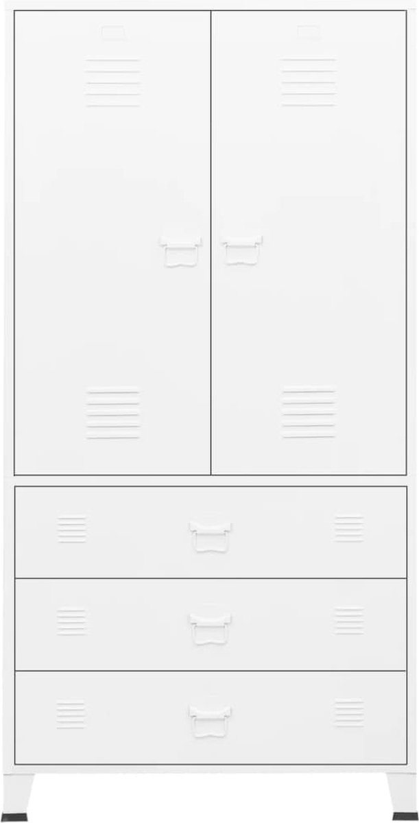 Vidaxl Kledingkast 90x50x180 Cm Metaal - Wit