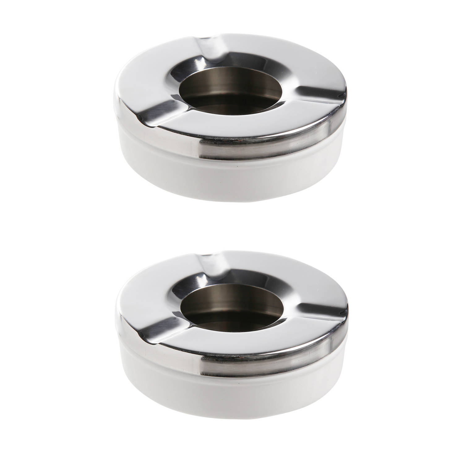 Cosy&Trendy 2x Stuks Ronde Terras Asbakken Zilver Rvs 9,5 X 3.2 Cm - Asbakken - Silver