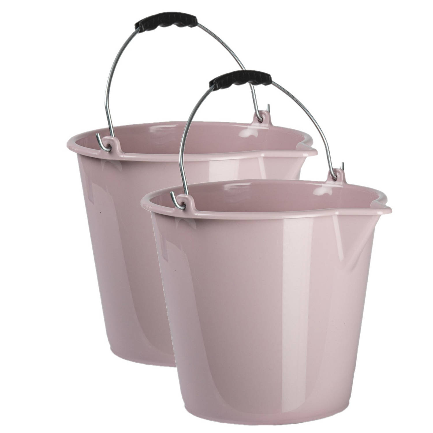 Forte Plastics 2x Stuks Huishoud Schoonmaak Emmers Kunststof Oud 9 Liter Inhoud 30 X 26 Cm - Emmers - Roze